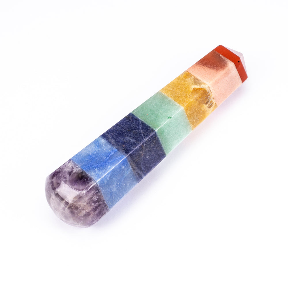 Chakrastab mit Edelsteinen (5cm) + großer Chakrastab mit Edelsteinen (11 cm) ALS GESCHENK mit 2 Etuis 6 