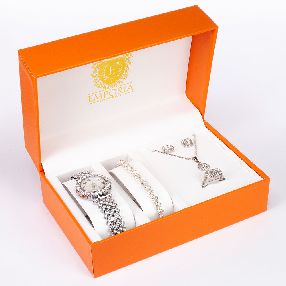 Uhr aus goldplattierter Legierung mit weißem Emporia® Kristall 1 