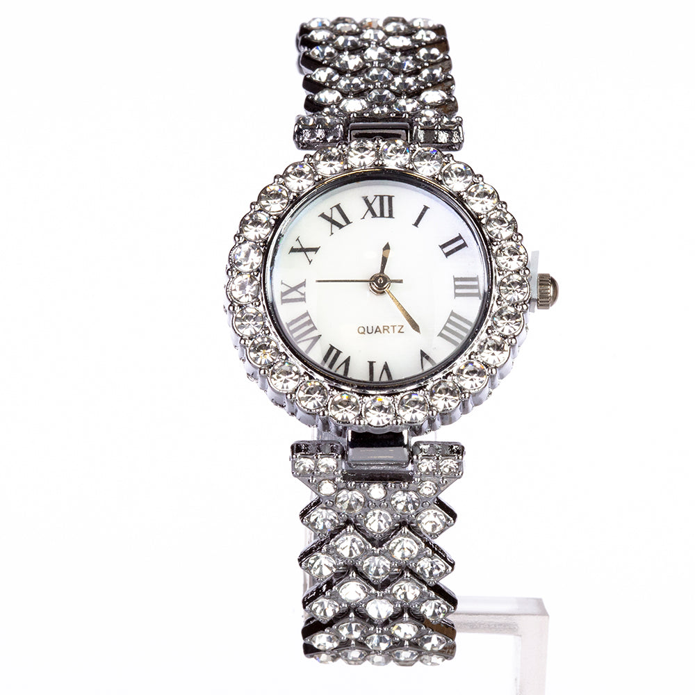 Uhr aus goldplattierter Legierung mit weißem Emporia® Kristall 2 