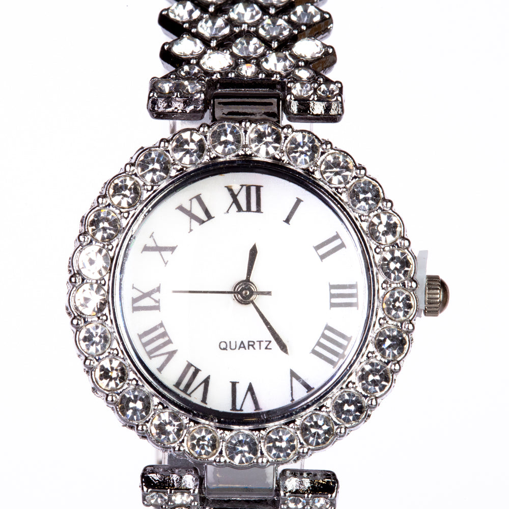 Uhr aus goldplattierter Legierung mit weißem Emporia® Kristall 5 