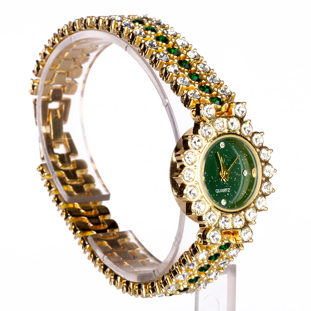 Uhr aus goldplattierter Legierung mit blauem Emporia®-Kristall 4 