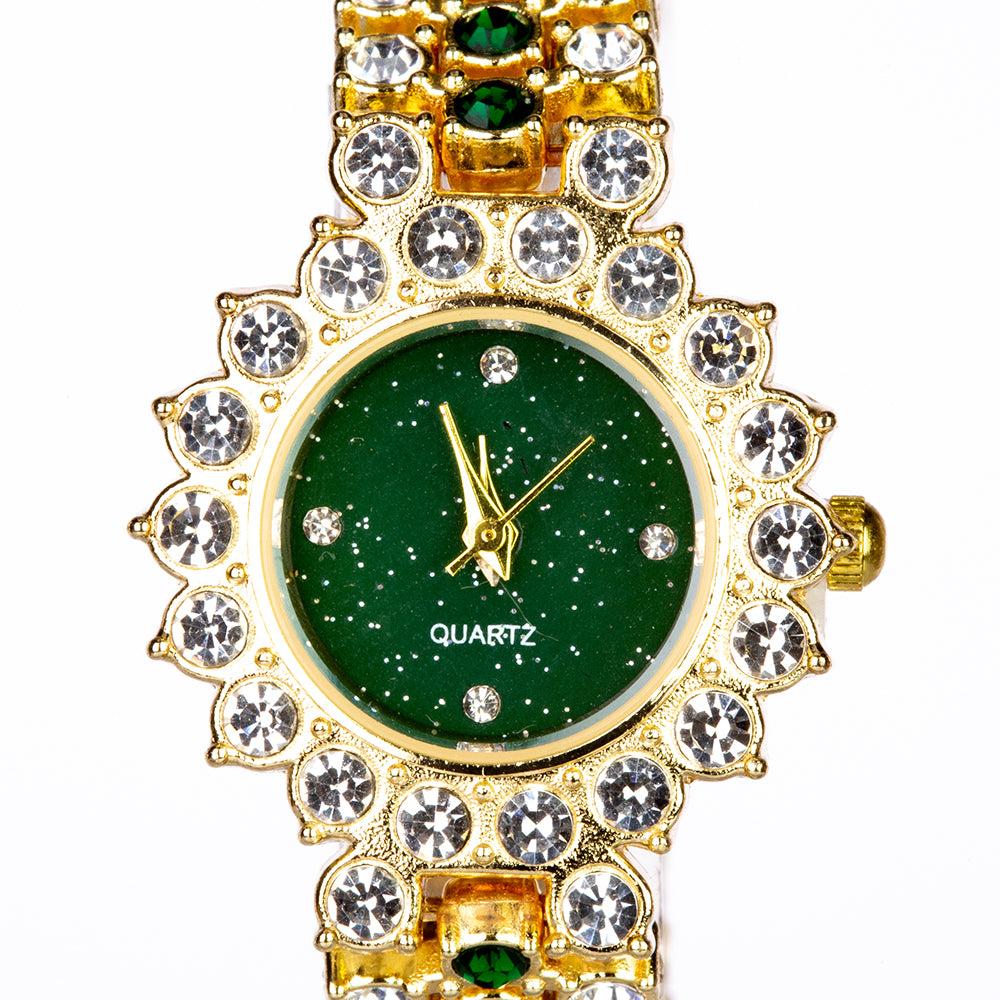 Uhr aus goldplattierter Legierung mit blauem Emporia®-Kristall 5 