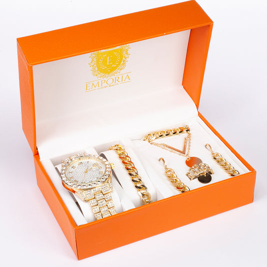 Uhr aus goldplattierter Legierung mit weißem Emporia® Kristall