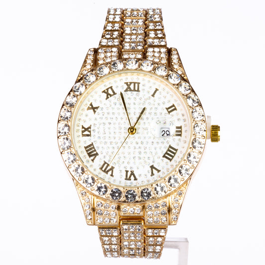 Uhr aus goldplattierter Legierung mit weißem Emporia® Kristall