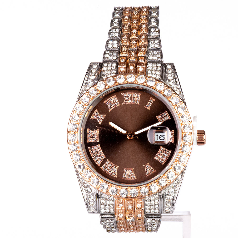 Uhr aus goldplattierter Legierung mit rotem Emporia®-Kristall 2 