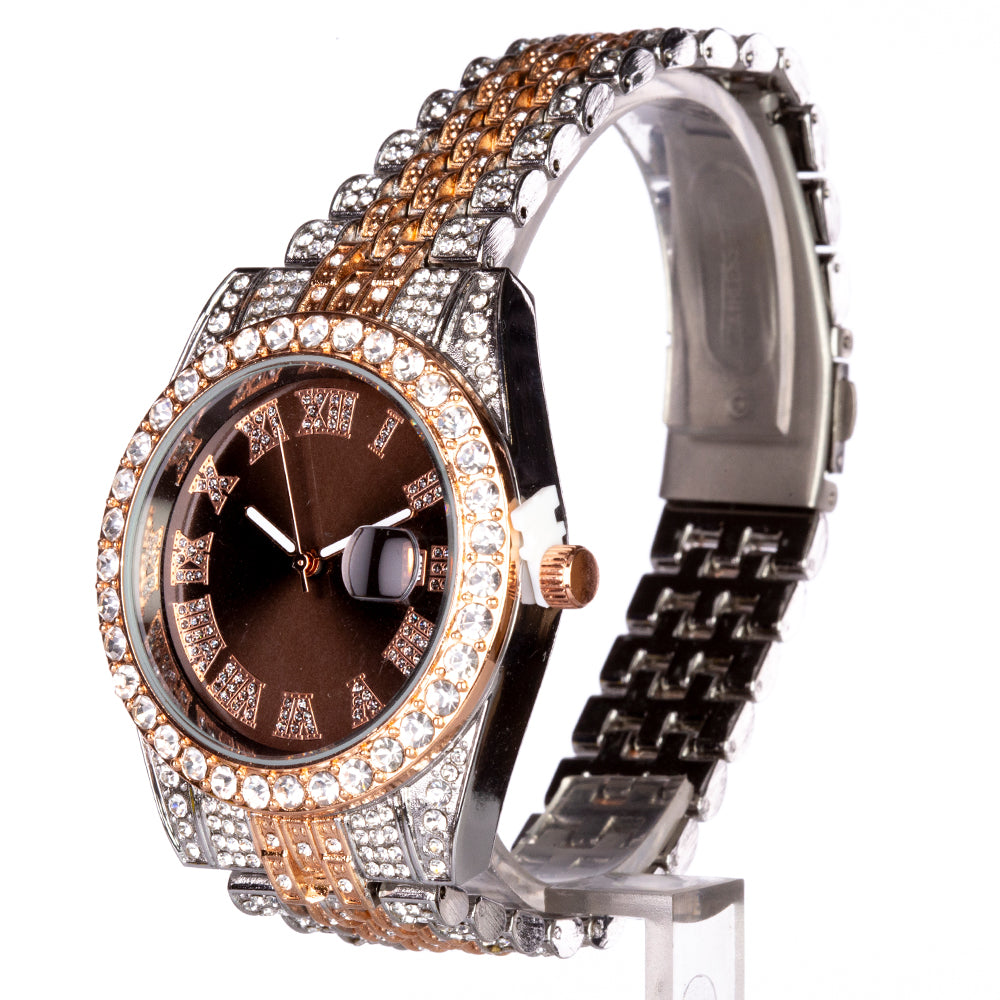 Uhr aus goldplattierter Legierung mit rotem Emporia®-Kristall 4 