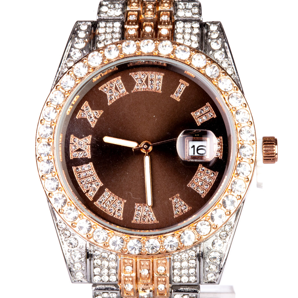 Uhr aus goldplattierter Legierung mit rotem Emporia®-Kristall 5 