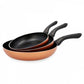 3-teiliges Set mit gestempelter Aluminium- und Metallpfanne, metallisch goldene Farbe