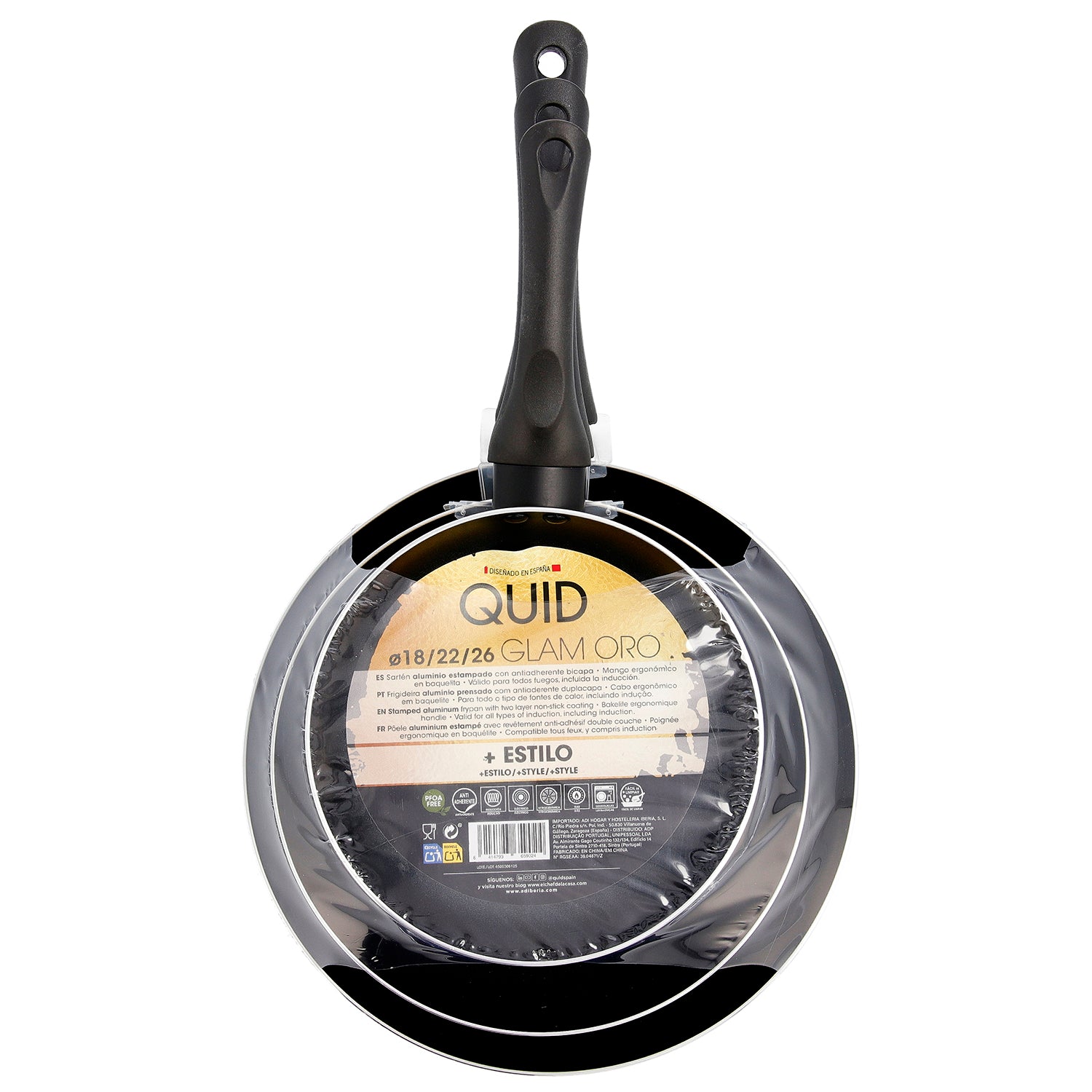 3-teiliges Set mit gestempelter Aluminium- und Metallpfanne, metallisch goldene Farbe 6 