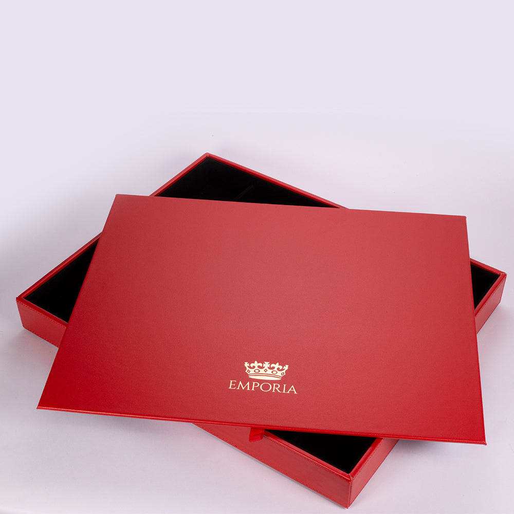 Emporia "Iconic Elizabeth Taylor Red Velvet" Stapelbares Schmuckkästchen aus Samt mit Deckel, rot 3 