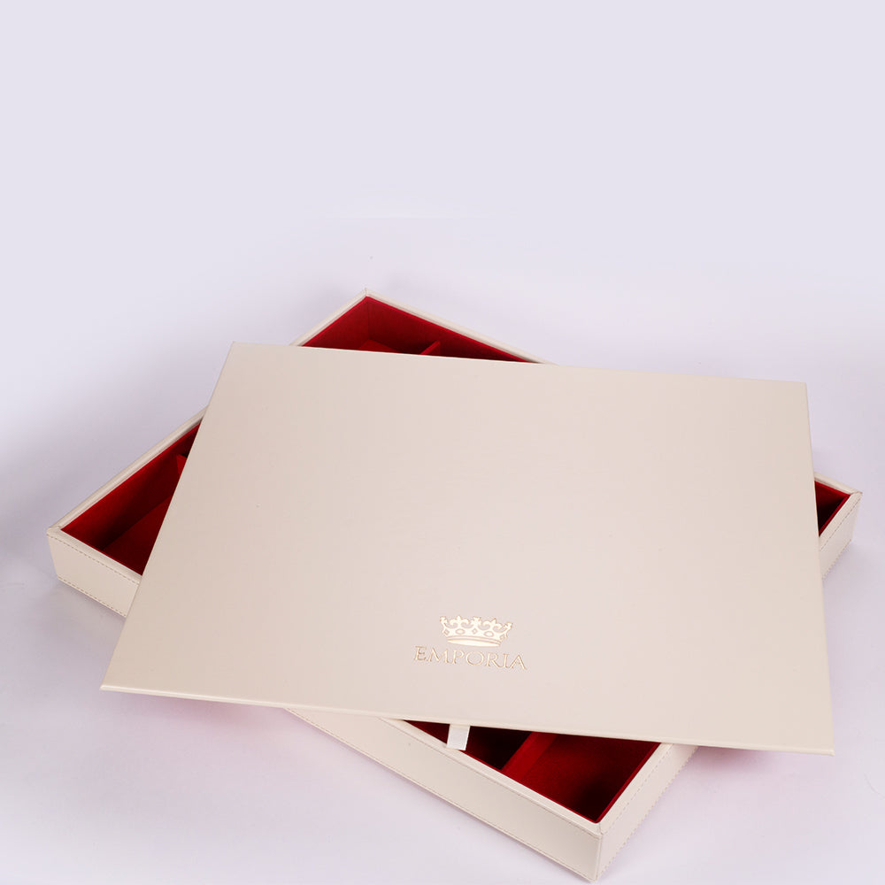 Emporia "Red Velvet Cake" Stapelbares Schmuckkästchen aus Samt mit Deckel, beige 4 