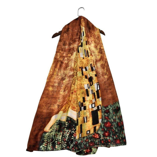 100% Seidenschal, 90 cm x 180 cm, Klimt Der Kuss