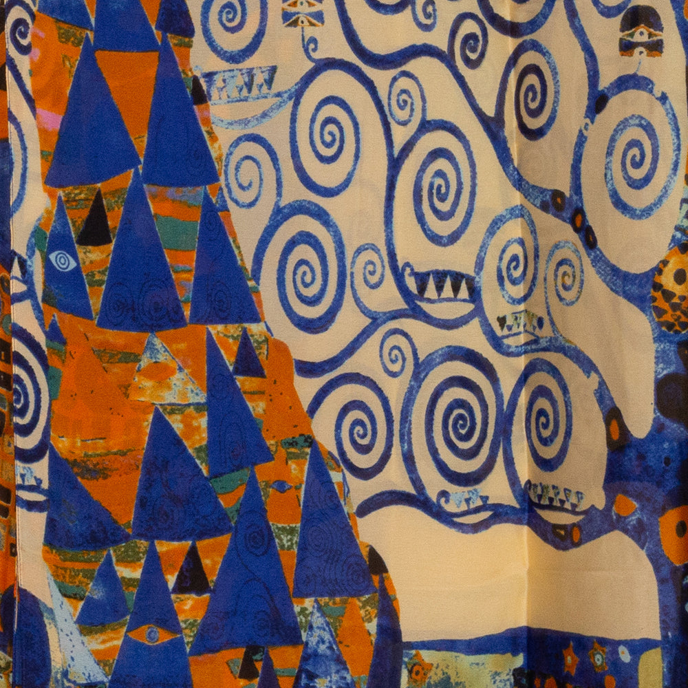 100% Seidenschal, 90 cm x 180 cm, Klimt Lebensbaum 7 