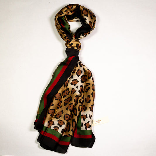 100% Seidenschal, 90 cm x 180 cm, Leopardenmuster