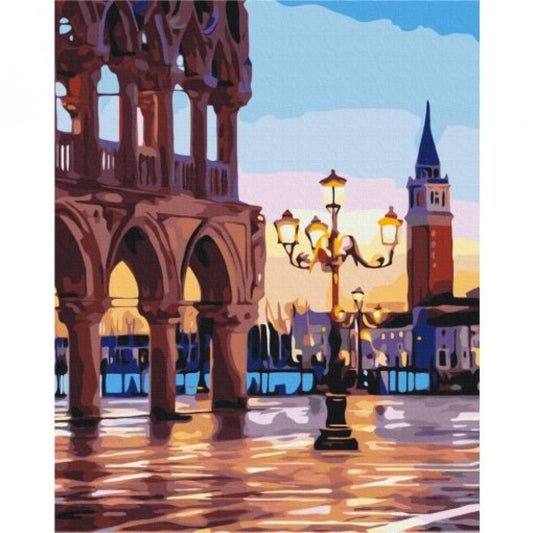 "Abenddämmerung auf dem Hauptplatz von Venedig" Malen nach Zahlen Set, 40x50 cm