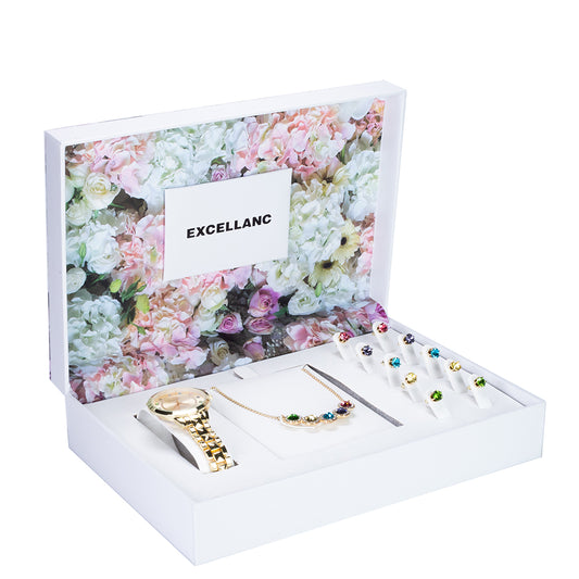 Schmuckgarnitur aus aus Legierung mit mehrfarbigem Emporia® Kristall