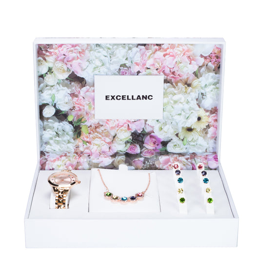 Schmuckgarnitur aus aus Legierung mit mehrfarbigem Emporia® Kristall
