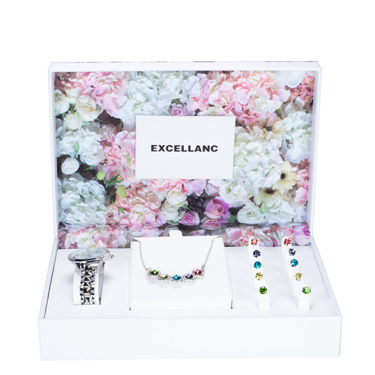 Schmuckgarnitur aus aus Legierung mit mehrfarbigem Emporia® Kristall