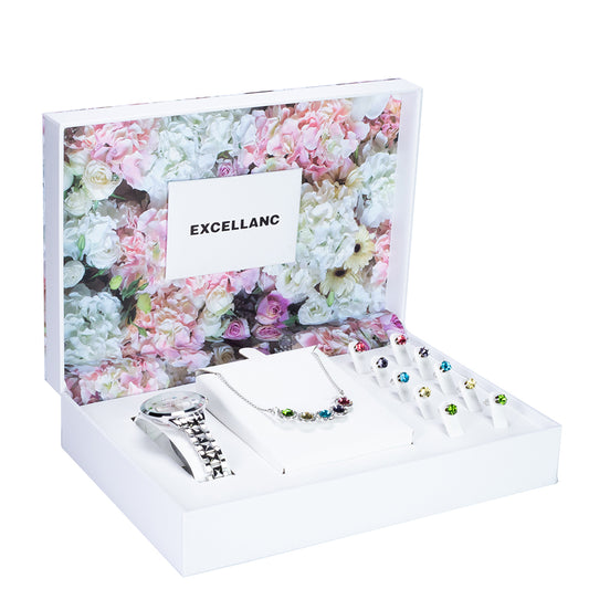 Schmuckgarnitur aus aus Legierung mit mehrfarbigem Emporia® Kristall