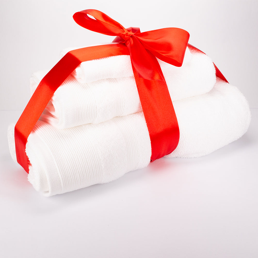 3+3+1 Übergroßes Badetuch-Geschenkset mit Handtüchern aus 100% Mikrobaumwolle, 500 GSM, schneeweiß