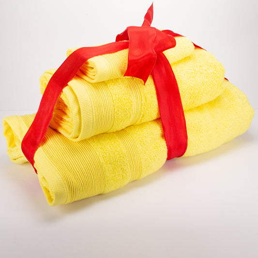 3+3+1 Übergroßes Badetuch-Geschenkset mit Handtüchern aus 100% Mikrobaumwolle, 500 GSM, gelb