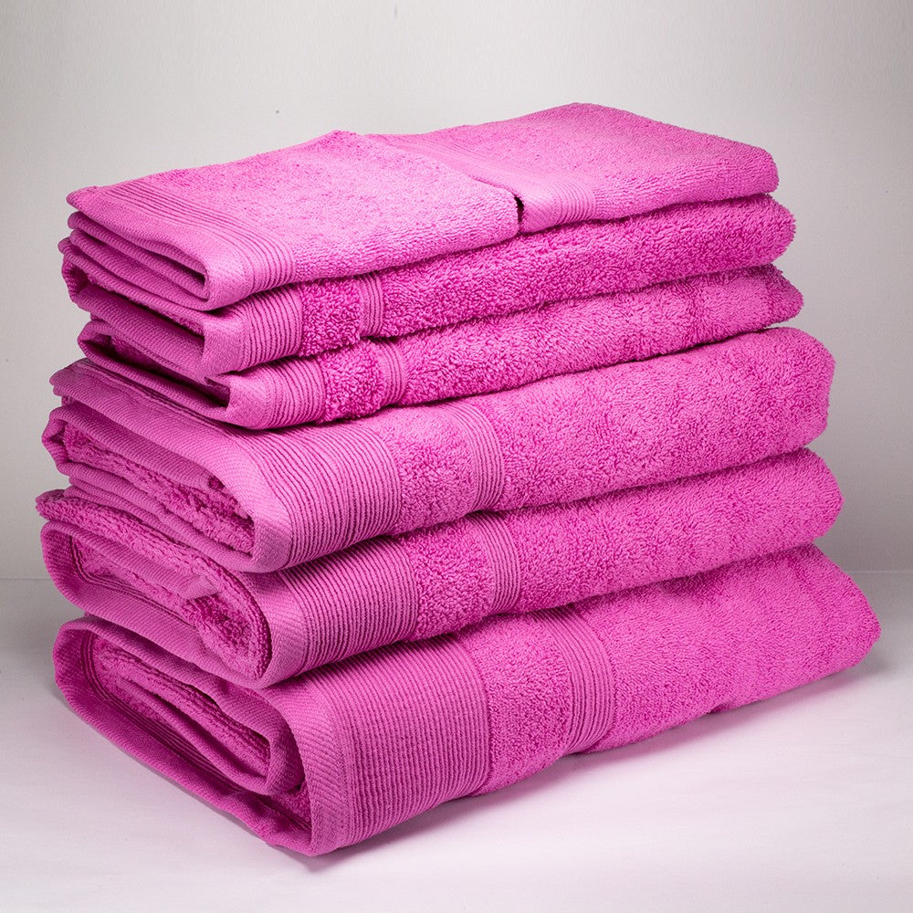 3+3+1 Übergroßes Badetuch-Geschenkset mit Handtüchern aus 100% Mikrobaumwolle, 500 GSM, fuchsienrosa 2 