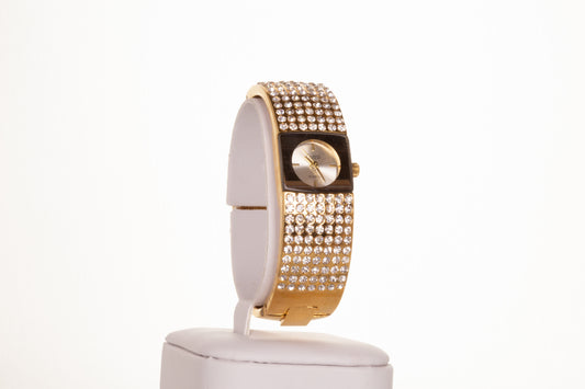 YELLOW GOLD, woman alloy CUSSI watch with 7 row quartz crystals with Gift box, 16 cm