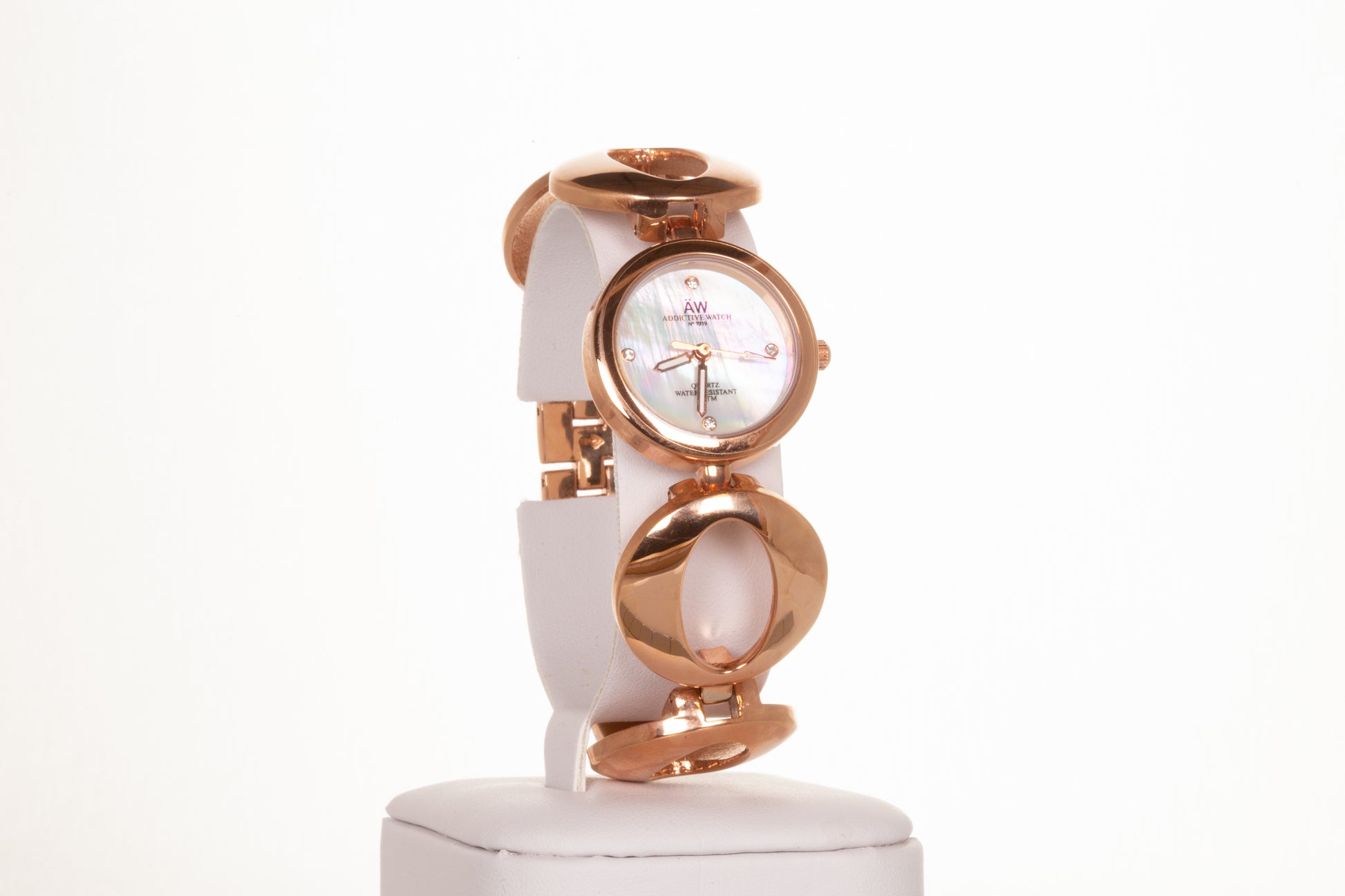 ROSE GOLD, woman alloy AW watch with endless symbol strap, and 4 quartz crystalswith Gift box, 17 cm 2 