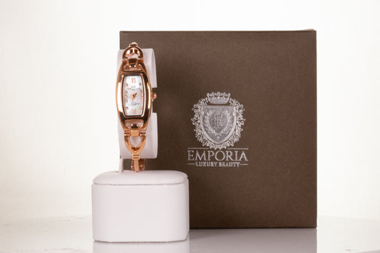 ROSE GOLD woman alloy AW watch with thin triangle strap and quartz crystals with Gift box, 17 cm