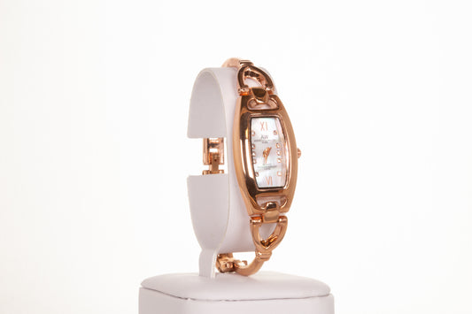 ROSE GOLD woman alloy AW watch with thin triangle strap and quartz crystals with Gift box, 17 cm