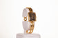 YELLOW GOLD woman alloy AW watch, with black dial, roman numbers with Gift box, 18 cm