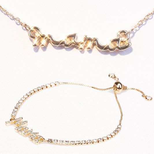 Schmuckgarnitur aus aus goldplattierter Legierung mit weißem Emporia® Kristall
