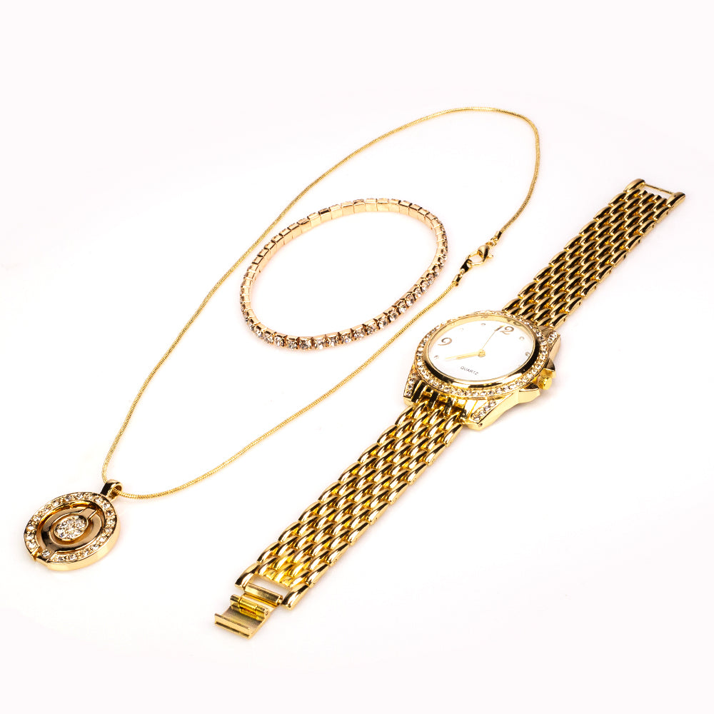 Schmuckgarnitur aus aus goldplattierter Legierung mit weißem Emporia® Kristall