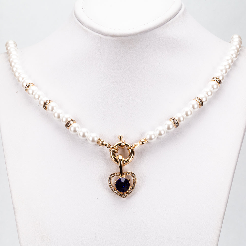 Schmuckgarnitur aus aus goldplattierter Legierung mit rotem Emporia®-Kristall und blauem Emporia®-Kristall 5 