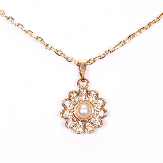 Schmuckgarnitur aus aus goldplattierter Legierung mit Perle und weißem Emporia® Kristall