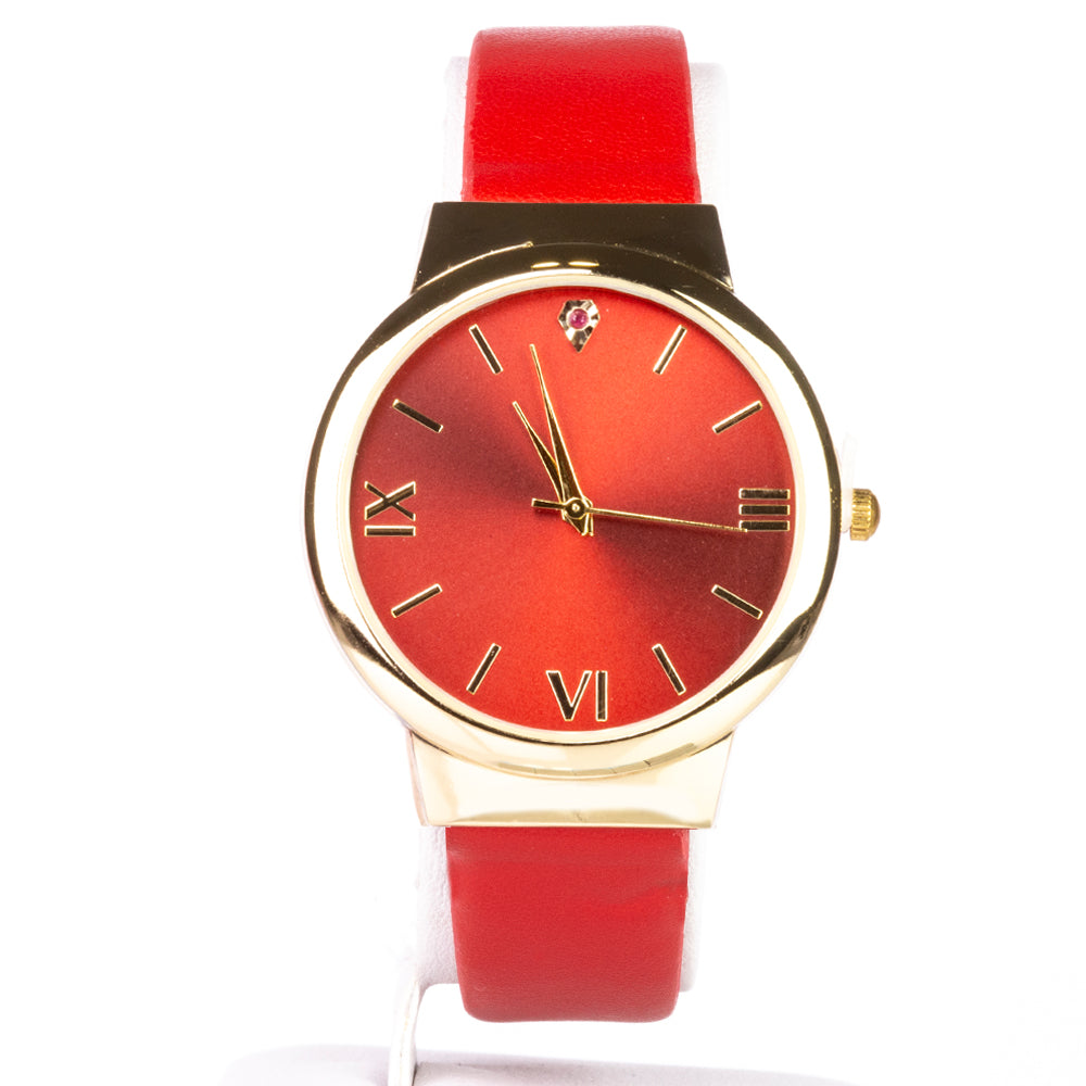 aus goldplattierter Legierung mit Rubin 1 