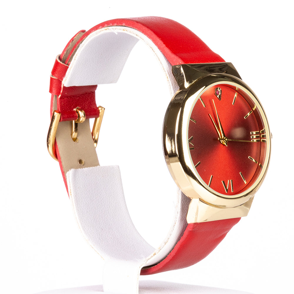 aus goldplattierter Legierung mit Rubin 2 