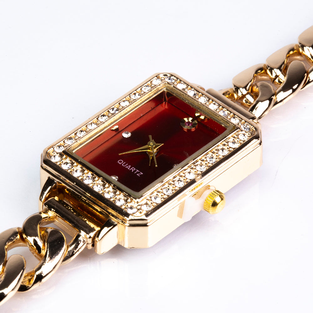 aus goldplattierter Legierung mit Rubin