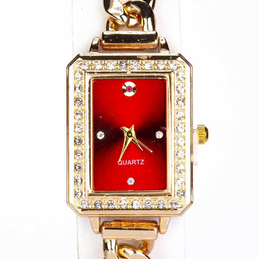 aus goldplattierter Legierung mit Rubin