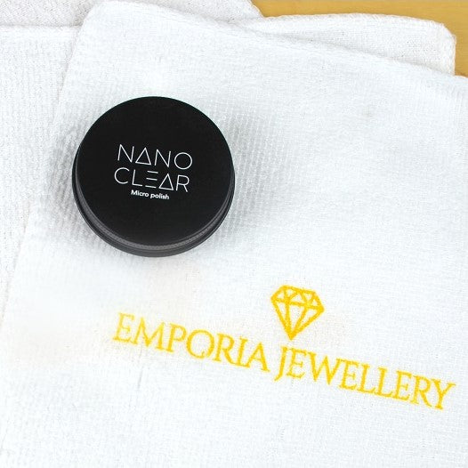 Nano Clear Paste zur Reinigung und zum Polieren von Schmuck bzw. zur Entfernung von Kratzer für Schmuckstücke und Armbanduhren, 30 ml + 3 Stück Mikrofasertücher als GESCHENK