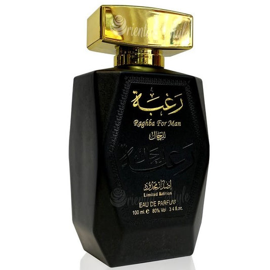 100 ml Eau de Parfum Raghba Intensiver orientalischer süßer und holziger Duft für Männer