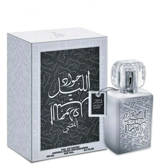 100 ml Eau de Parfum Jawad Al Layl Silver Musky Fruchtiger Duft für Frauen und Männer