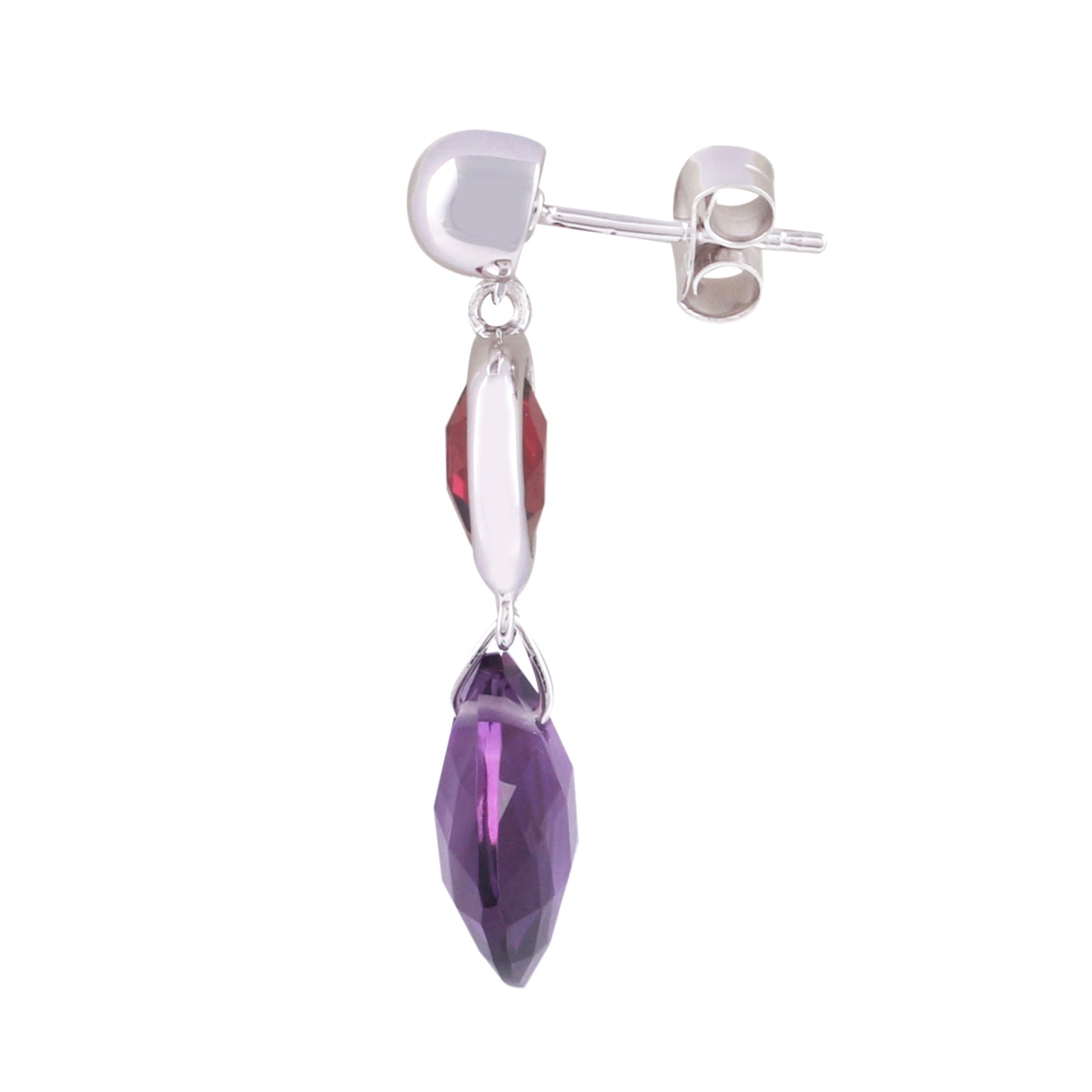 Silberohrringe mit Amethyst und Rhodolith