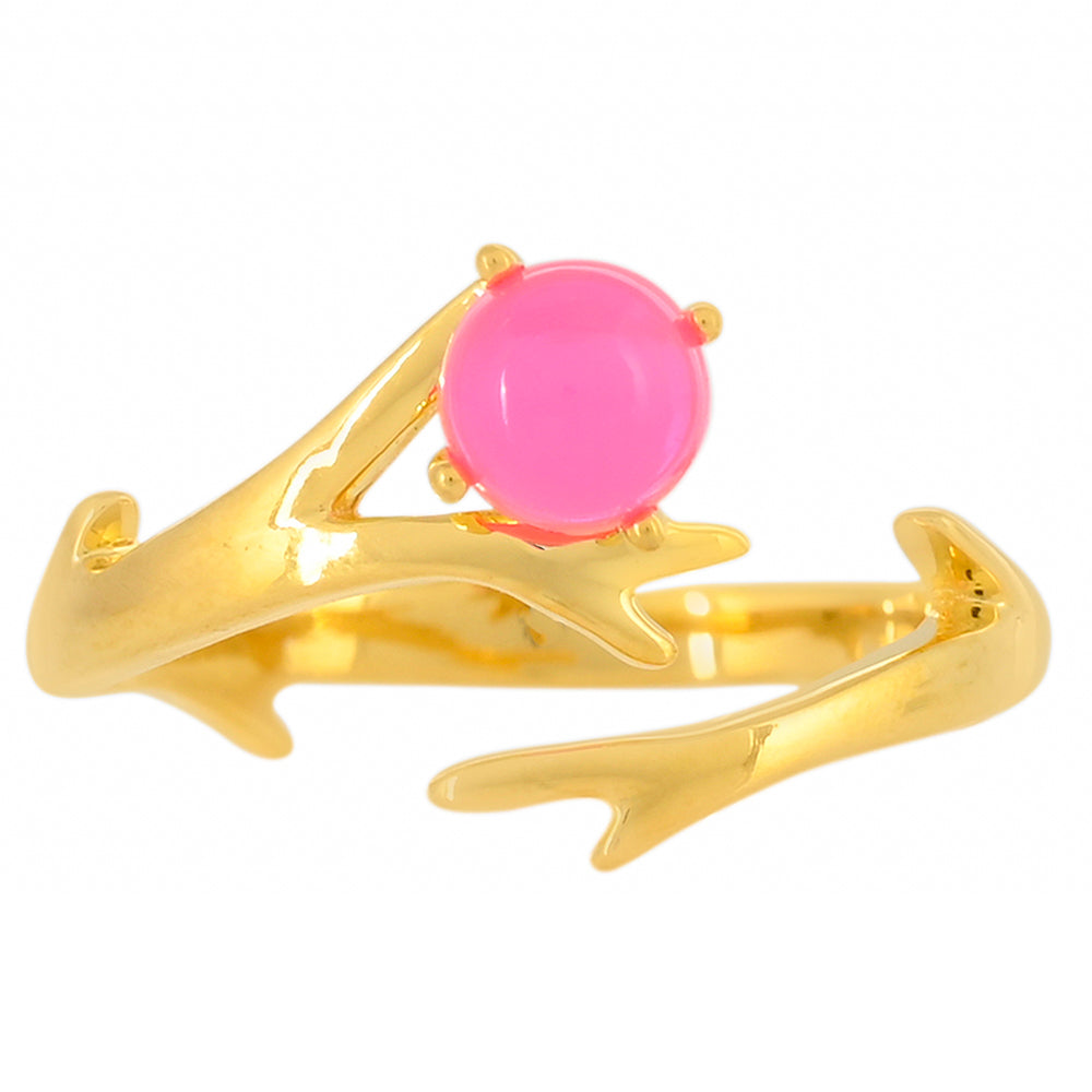 Goldplattierter Silberring mit äthiopischem neon pink Opal