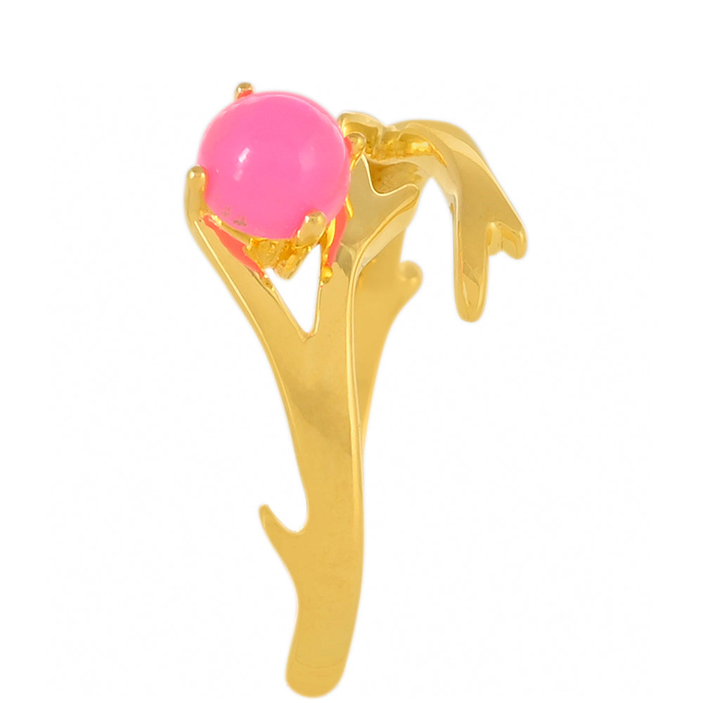 Goldplattierter Silberring mit äthiopischem neon pink Opal