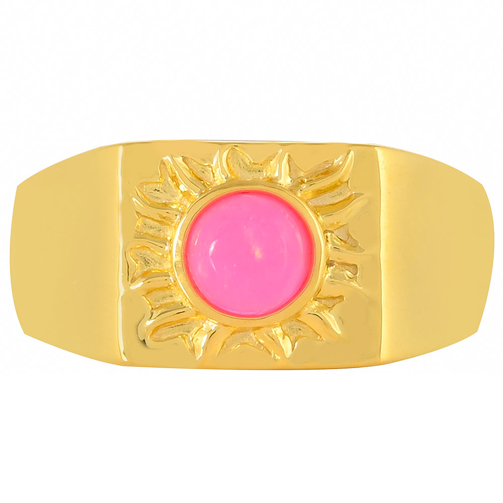 Goldplattierter Silberring mit äthiopischem neon pink Opal 1 