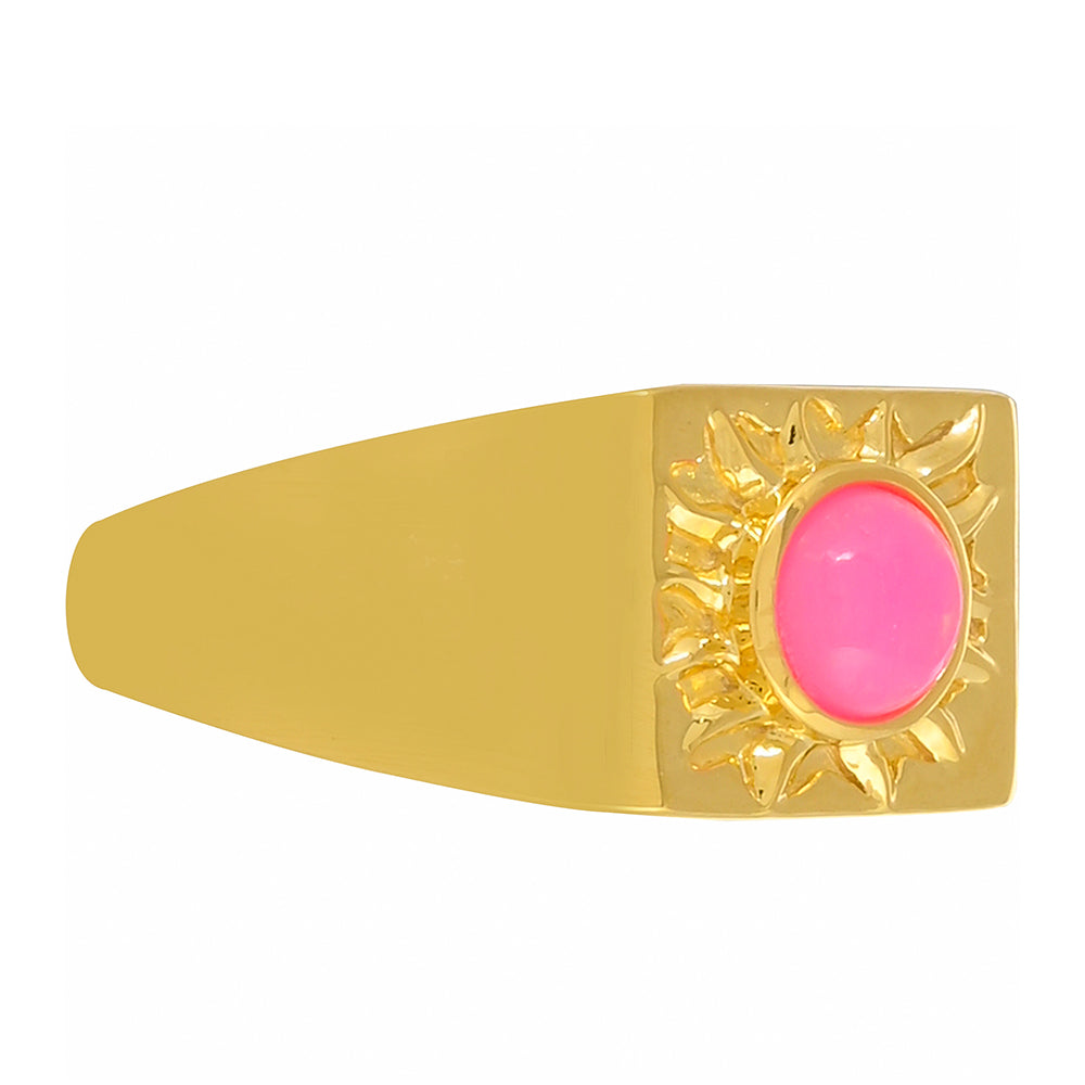 Goldplattierter Silberring mit äthiopischem neon pink Opal 2 