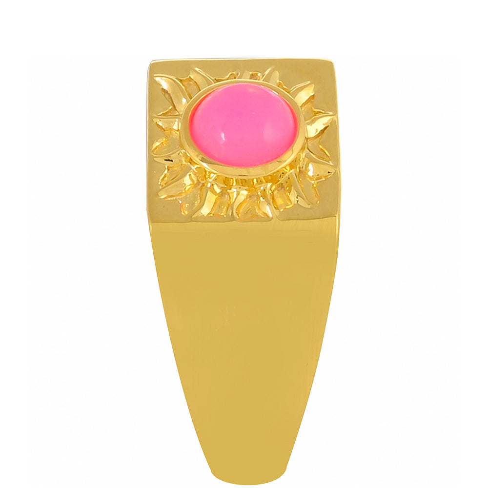 Goldplattierter Silberring mit äthiopischem neon pink Opal