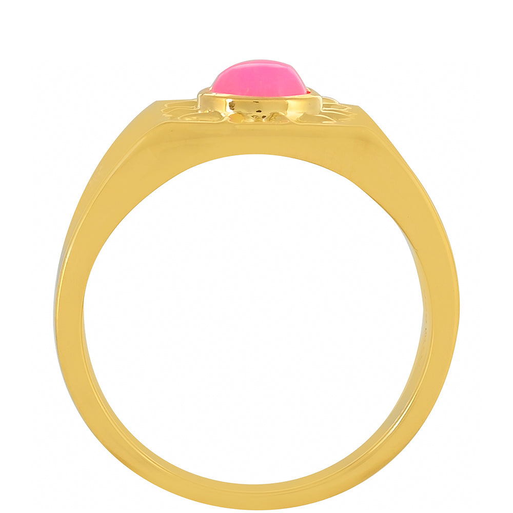 Goldplattierter Silberring mit äthiopischem neon pink Opal 4 