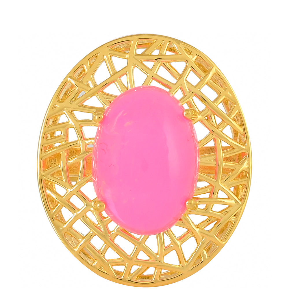 Goldplattierter Silberring mit äthiopischem neon pink Opal 1 